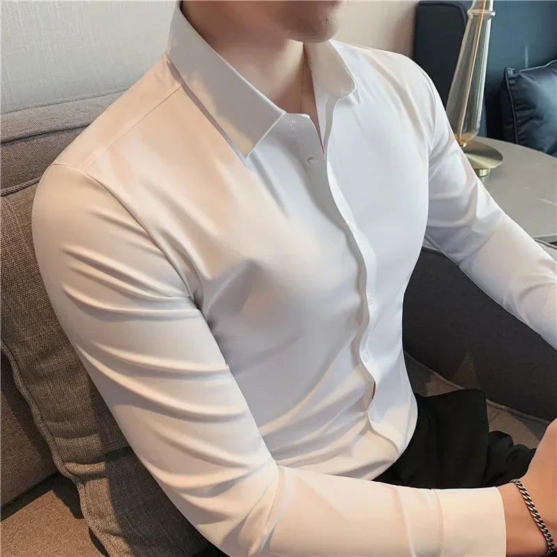 Camisa De Seda Ultra-estiramento Masculina