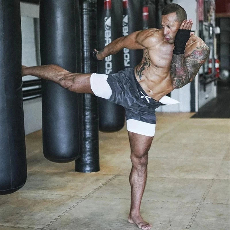 Shorts Masculinos De Plataforma Dupla, Roupas Esportiva 2 em 1, Secagem Rápida
